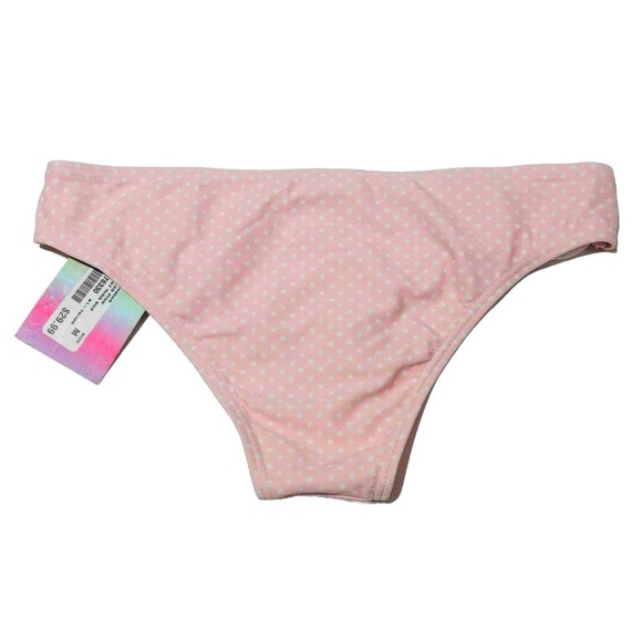 Melissa Swim Bikini Bottoms Light Pink White Polka Dots O-Ring Hips Size Medium - Picture 4 of 9